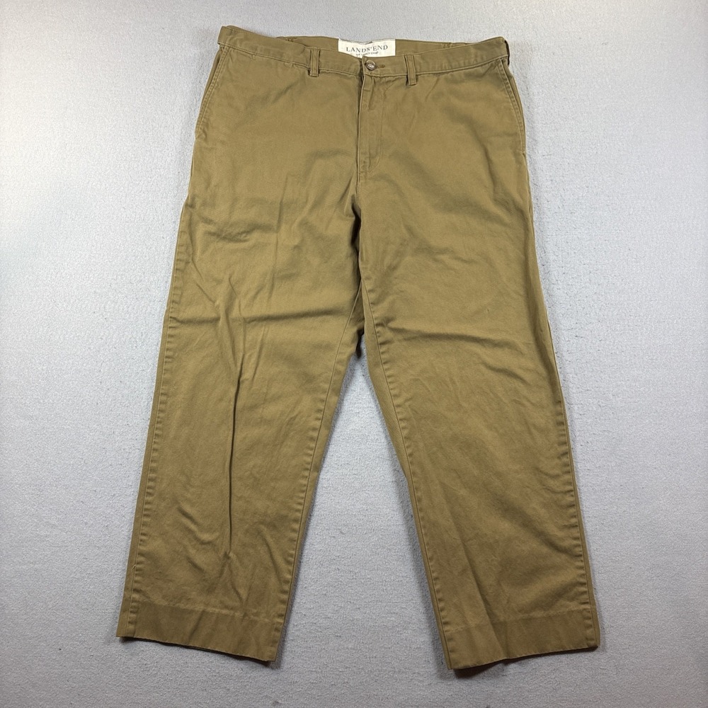 Lands End Mens The‎ Legacy Chino Pants Tan Size 37 Flat Front Straight Leg